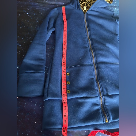 🐆NWOT Blue & Leopard Print Hooded Shirt - Picture 8 of 9